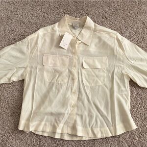 A New Day Ivory Collared Shirt Women’s Size Small NWT